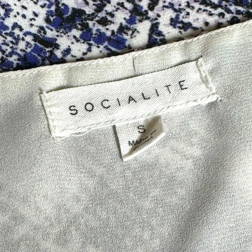 Socialite Lined Lace Trim Reptile Print Cami White Black Purple Small